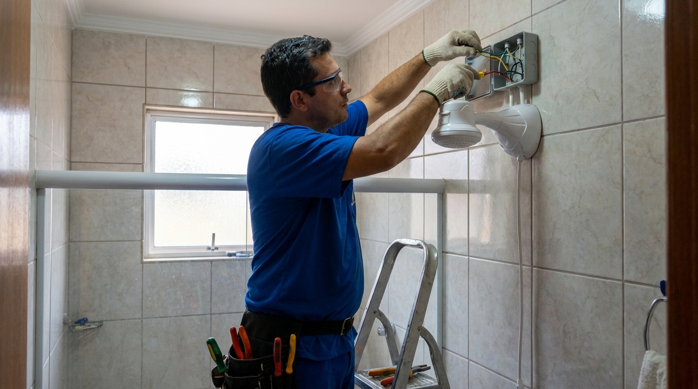 Instalacao de chuveiro eletrico profissional em São Carlos‑SP