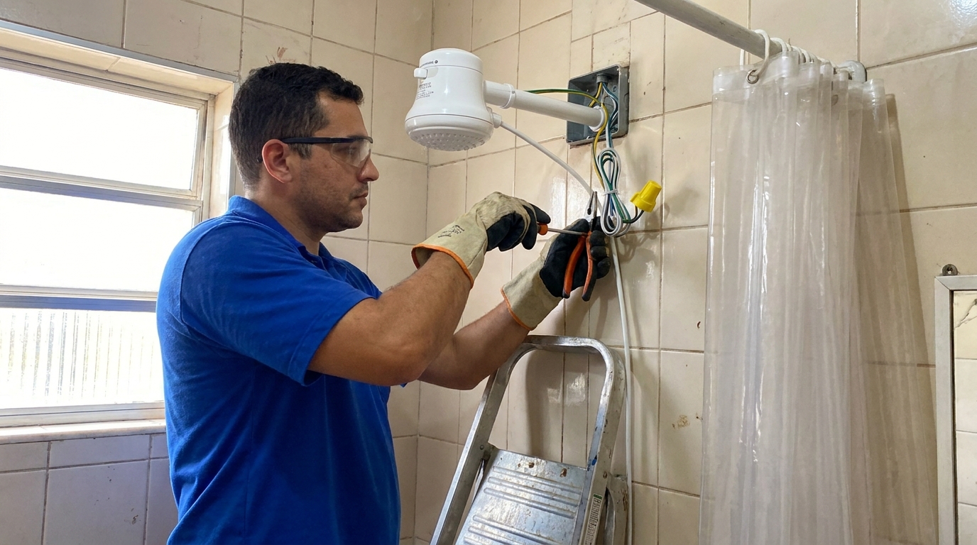Instalacao de chuveiro eletrico residencial em São Carlos‑SP